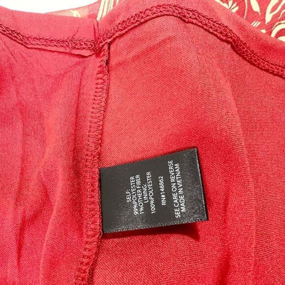 Torrid Dress Womens 4 Red & Gold Floral Keyhole Back Long Sleeve V-Neck - Picture 7 of 11